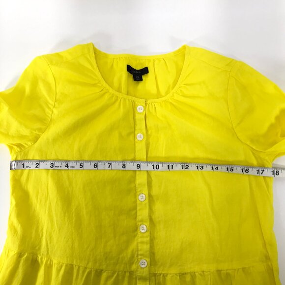 J. Crew Tiered Tunic / Mini Dress Women's XS Yellow Woven Pockets Spring Party - Picture 7 of 11
